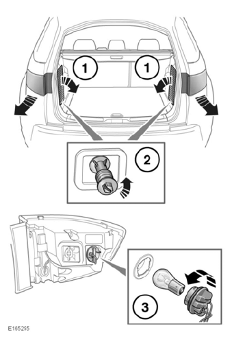 Rear direction indicator and reversing lamp bulb replacement