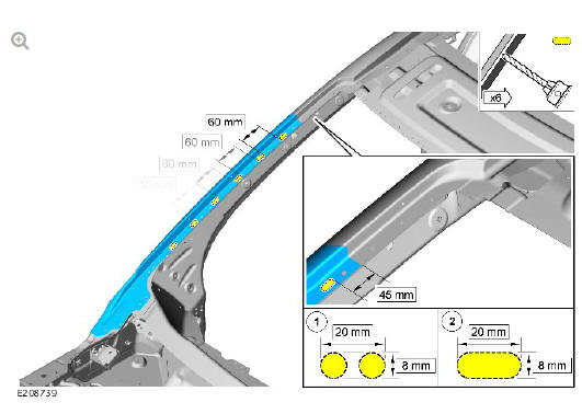 Side panel sheet metal repairs 'A' pillar outer panel (G1770902) - Installation