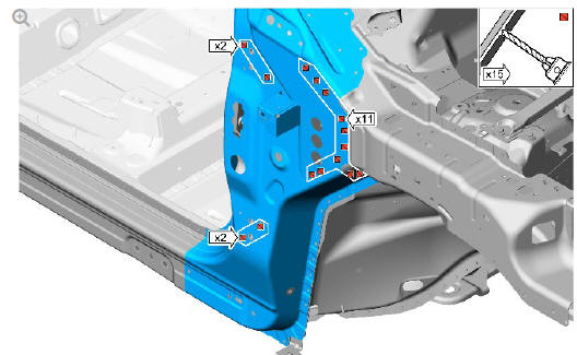 Side panel sheet metal repairs 'A' pillar outer panel (G1770902) - Installation