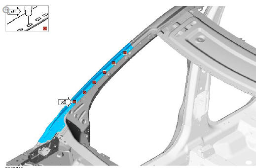 Side panel sheet metal repairs 'A' pillar outer panel (G1770902) - Installation