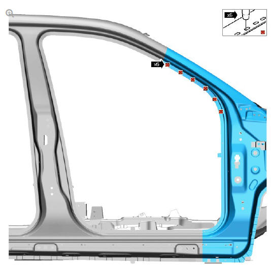 Side panel sheet metal repairs 'A' pillar outer panel (G1770902) - Installation