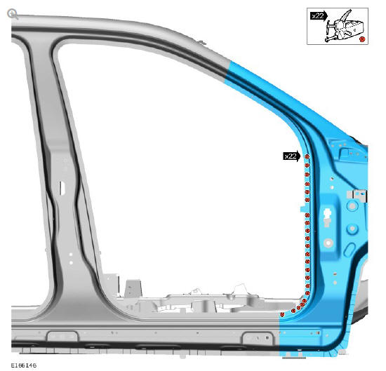 Side panel sheet metal repairs 'A' pillar outer panel (G1770902) - Installation