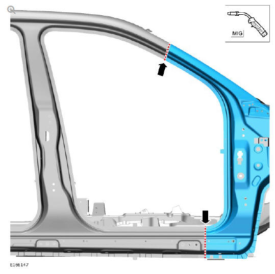 Side panel sheet metal repairs 'A' pillar outer panel (G1770902) - Installation