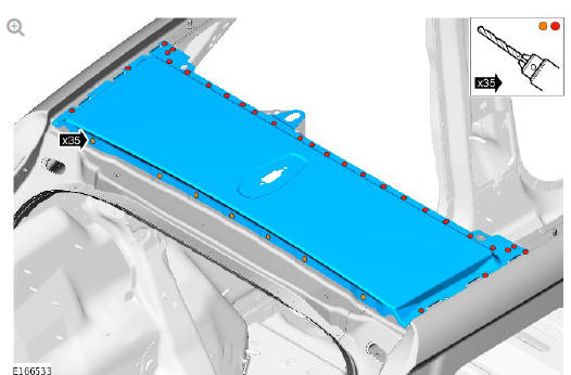 Roof sheet metal repairs roof rear panel (G1770883) Removal 