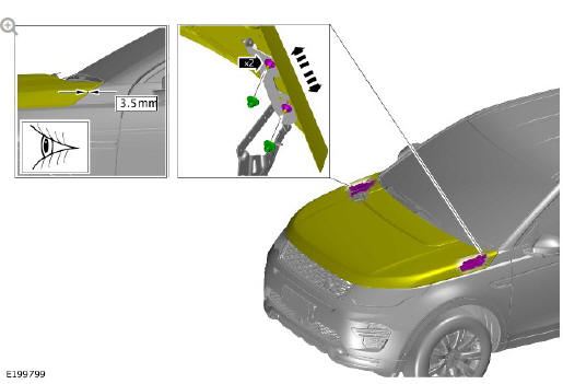 Vehicle specific information and tolerance checks hood alignment