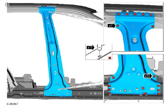 Side panel sheet metal repairs B-pillar reinforcement (G1770905) - Installation