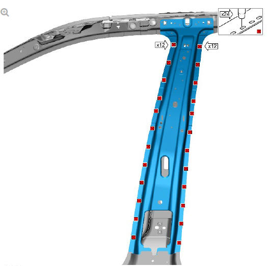 Side panel sheet metal repairs B-pillar reinforcement (G1770905) - Installation