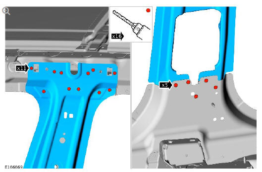 Side panel sheet metal repairs B-pillar inner panel (G1770906) removal and installation