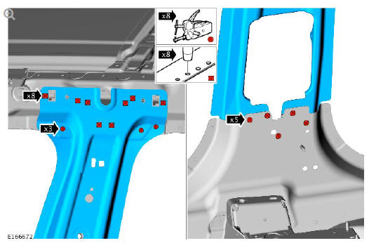 Side panel sheet metal repairs B-pillar inner panel (G1770906) removal and installation