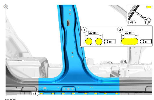 Side panel sheet metal repairs 'B' pillar outer panel (G1770904) - Installation