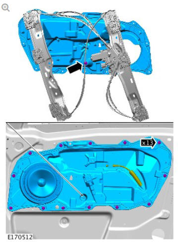 Front door window regulator and motor (G1805061) removal and installation