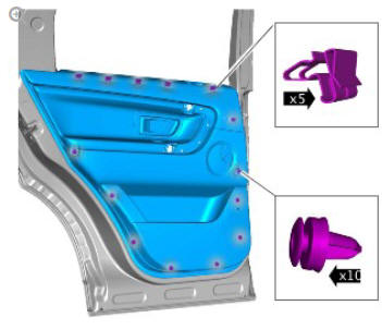 Interior trim and ornamentation rear door trim panel (G1785134) removal and installation