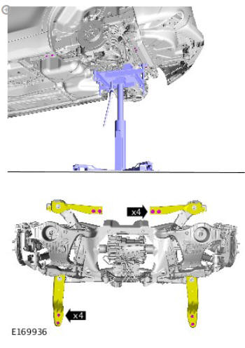 Uni-body, subframe and mounting system rear subframe - AWD (G1779461) - Removal