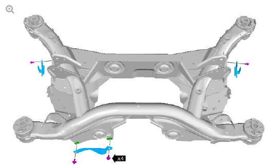 Uni-body, subframe and mounting system rear subframe - AWD (G1779461) - Removal
