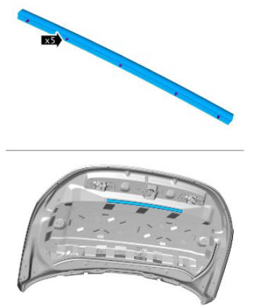 Front end body panels hood (G1780780) removal and installation