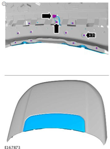Front end body panels hood (G1780780) removal and installation