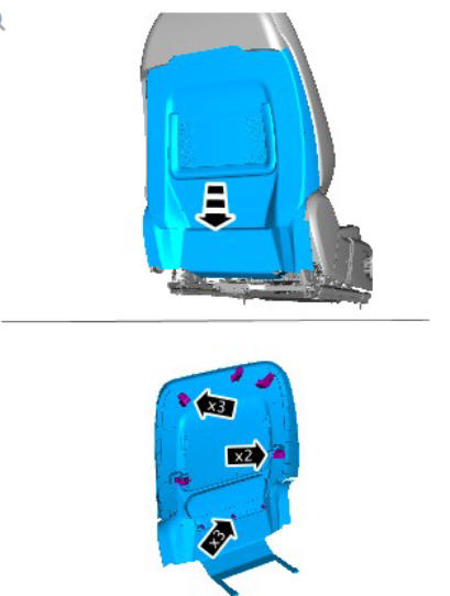 Front row seat backrest cover - vehicles with- power seats (G1780396) removal and installation