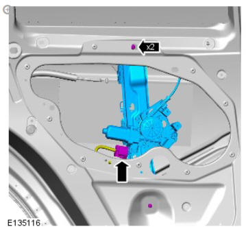 Rear door window regulator and motor (G1805068) removal and installation