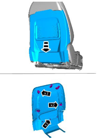 Front row seat head restraint (G1780398) removal and installation