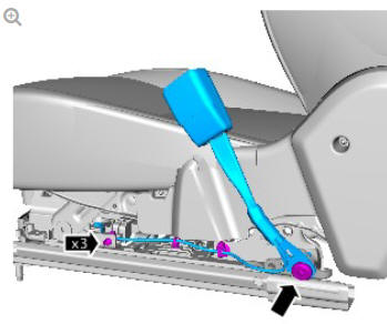 Front safety belt buckle (G1780743) removal and installation
