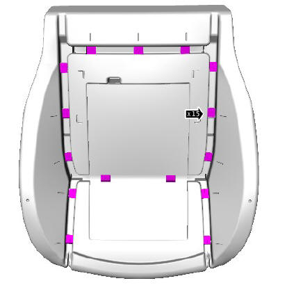Front row seat cushion cover - vehicles with- power seats (G1780407) - Removal