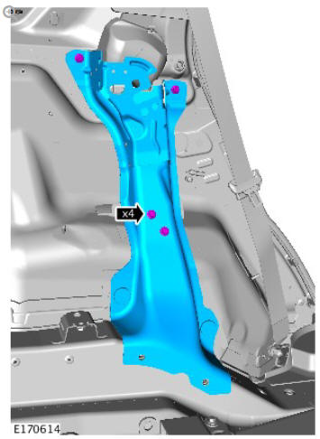 Rear safety belt retractor (G1809589) removal and installation