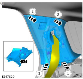 Rear safety belt retractor (G1809589) removal and installation