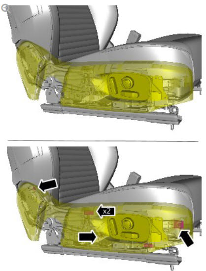 Front row seat cushion cover - vehicles with- power seats (G1780407) - Removal