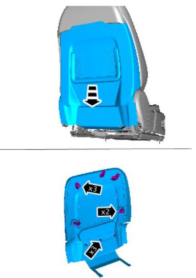 Front row seat cushion cover - vehicles with- power seats (G1780407) - Removal