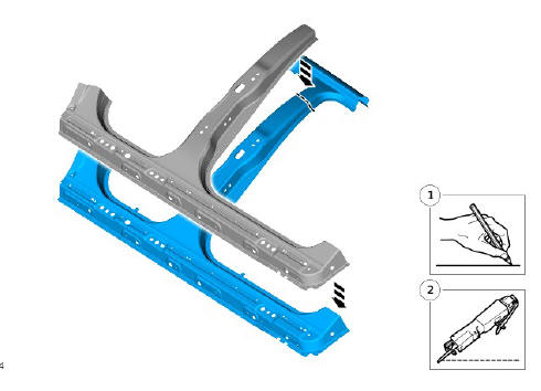 Side panel sheet metal repairs rocker panel and 'B' pillar outer panel (G1770927) -  Installation