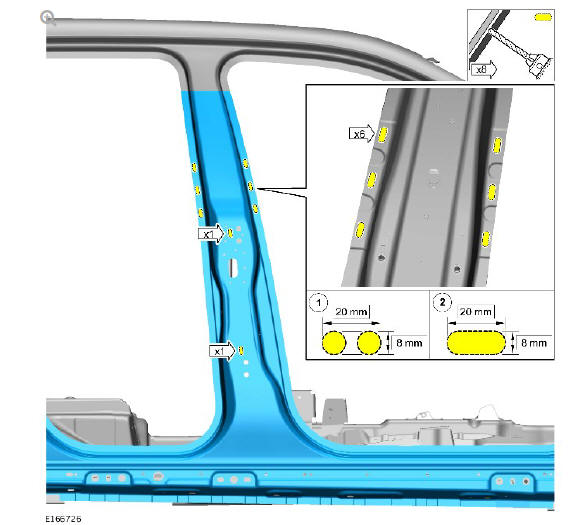 Side panel sheet metal repairs rocker panel and 'B' pillar outer panel (G1770927) -  Installation