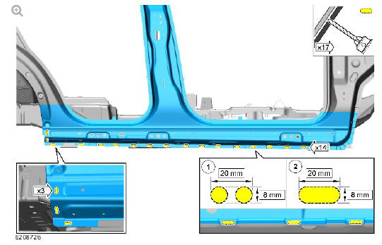 Side panel sheet metal repairs rocker panel and 'B' pillar outer panel (G1770927) -  Installation