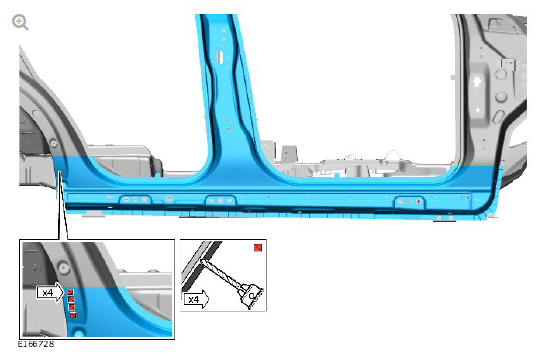 Side panel sheet metal repairs rocker panel and 'B' pillar outer panel (G1770927) -  Installation