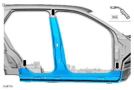 Side panel sheet metal repairs rocker panel and 'B' pillar outer panel (G1770927) -  Installation