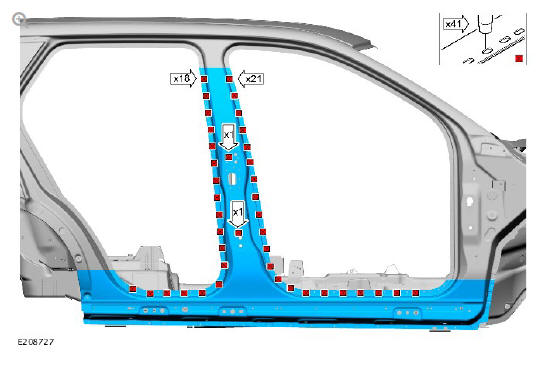 Side panel sheet metal repairs rocker panel and 'B' pillar outer panel (G1770927) -  Installation