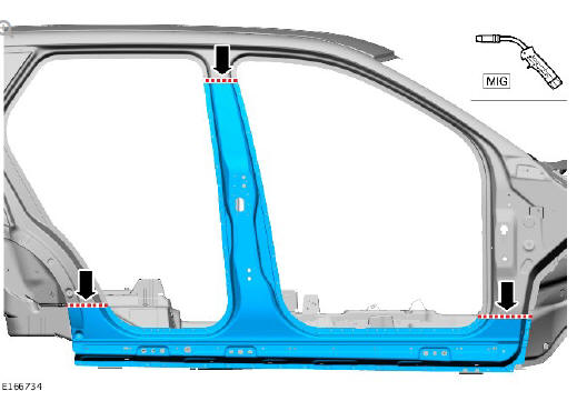 Side panel sheet metal repairs rocker panel and 'B' pillar outer panel (G1770927) -  Installation