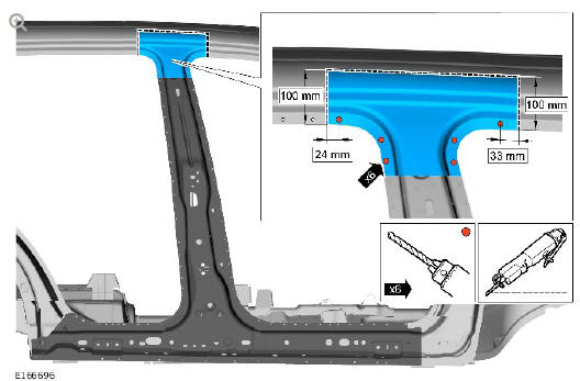 Side panel sheet metal repairs rocker panel and B pillar inner (G1770926) - Removal