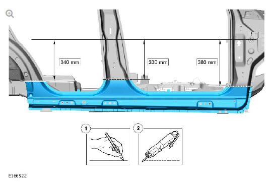 Side panel sheet metal repairs rocker panel (G1770907) - Removal 