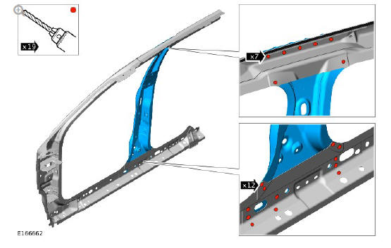 Side panel sheet metal repairs B-pillar reinforcement (G1770905) - Installation