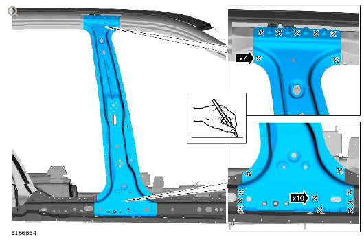 Side panel sheet metal repairs B-pillar reinforcement (G1770905) - Installation