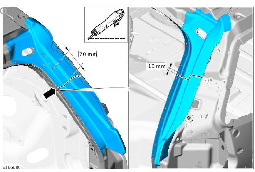 Rear end sheet metal repairs water drain panel (G1770948) removal and installation