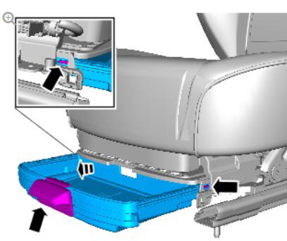 Front row seat cushion cover - vehicles with- power seats (G1780407) - Removal