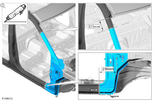 Side panel sheet metal repairs 'A' pillar outer panel (G1770902) - Removal 