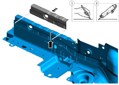 Rear end sheet metal repairs rear side member section (G1770933) - Installation