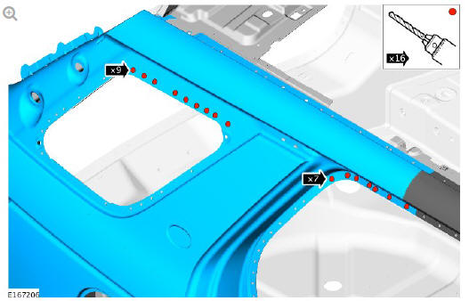 Rear end sheet metal repairs inner quarter panel assembly (G1770950) - Removal 