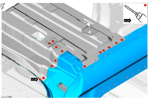 Rear end sheet metal repairs inner quarter panel assembly (G1770950) - Removal 
