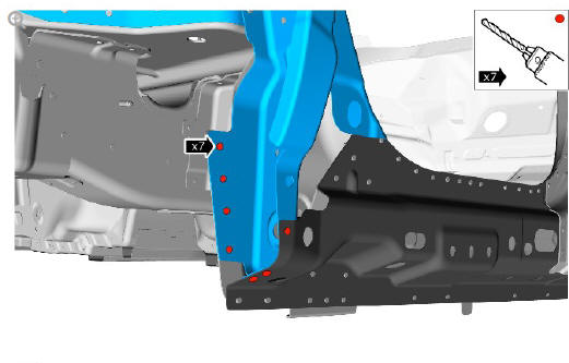 Rear end sheet metal repairs inner quarter panel assembly (G1770950) - Removal 