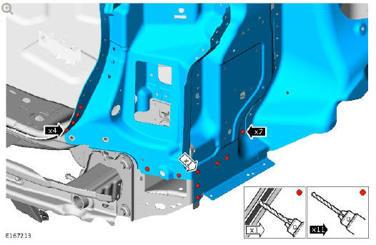 Rear end sheet metal repairs inner quarter panel assembly (G1770950) - Removal 