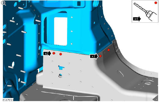 Rear end sheet metal repairs inner quarter panel assembly (G1770950) - Removal 