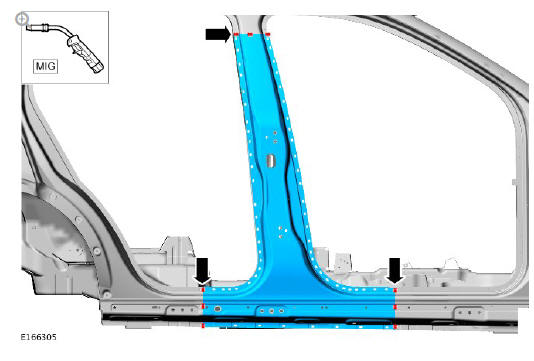 Side panel sheet metal repairs 'B' pillar outer panel (G1770904) - Installation